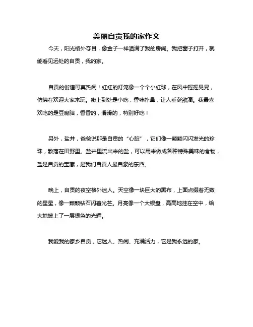 美丽自贡我的家作文
