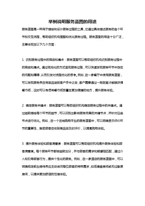 举例说明服务蓝图的用途