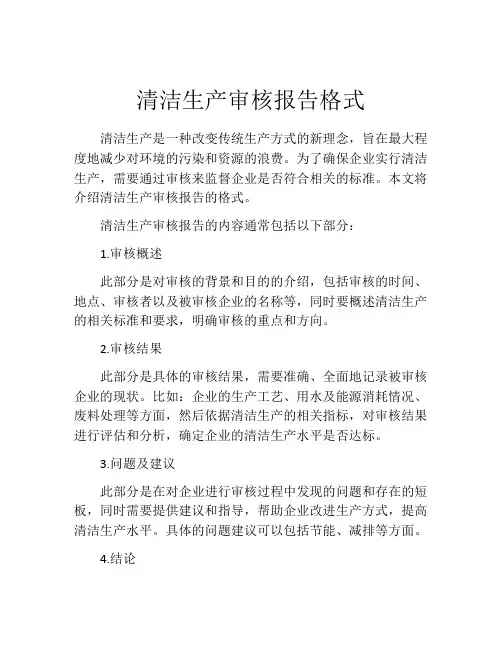 清洁生产审核报告格式