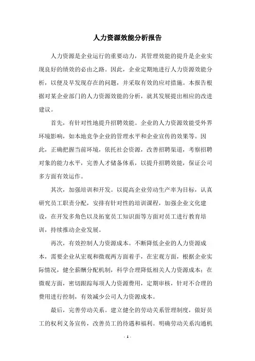 人力资源效能分析报告