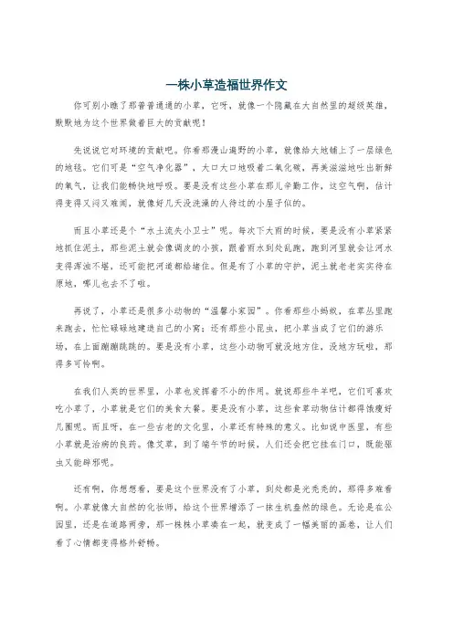 一株小草造福世界作文