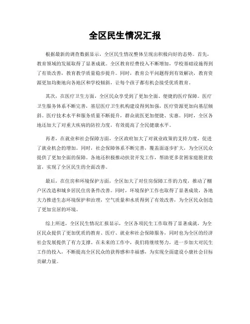 全区民生情况汇报