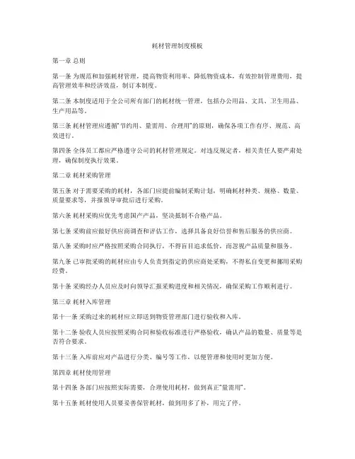 耗材管理制度模板