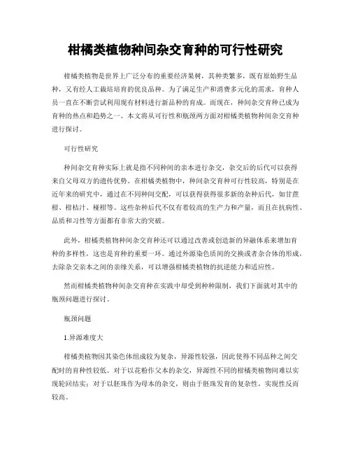 柑橘类植物种间杂交育种的可行性研究