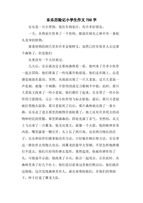 乐乐历险记小学生作文700字