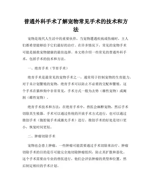 普通外科手术了解宠物常见手术的技术和方法