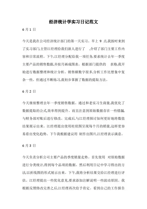 经济统计学实习日记范文