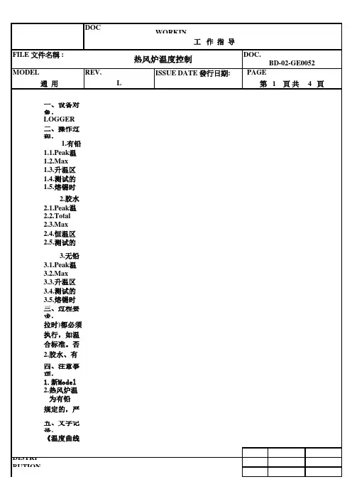 锡膏与胶水标准温度曲线