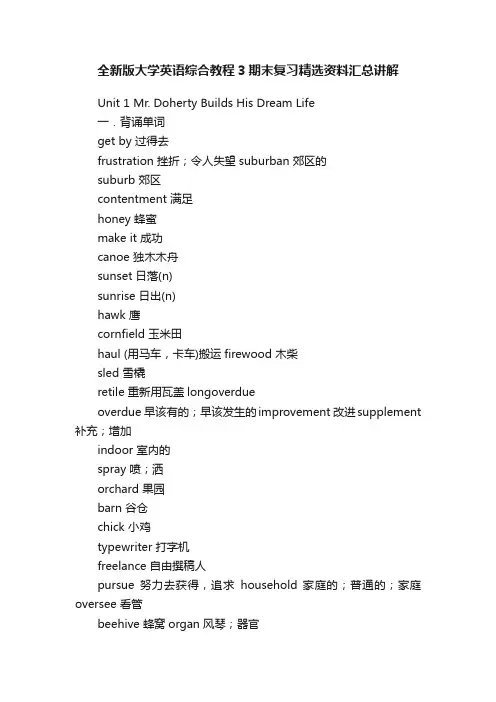 全新版大学英语综合教程3期末复习精选资料汇总讲解