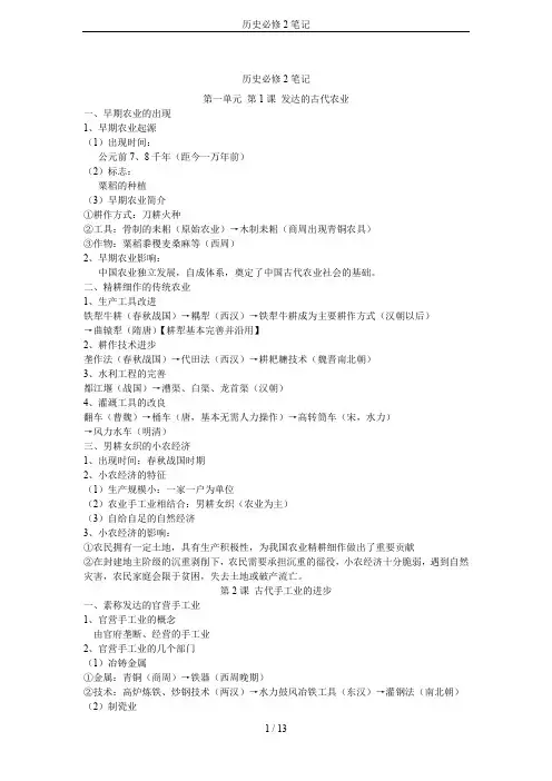历史必修2笔记