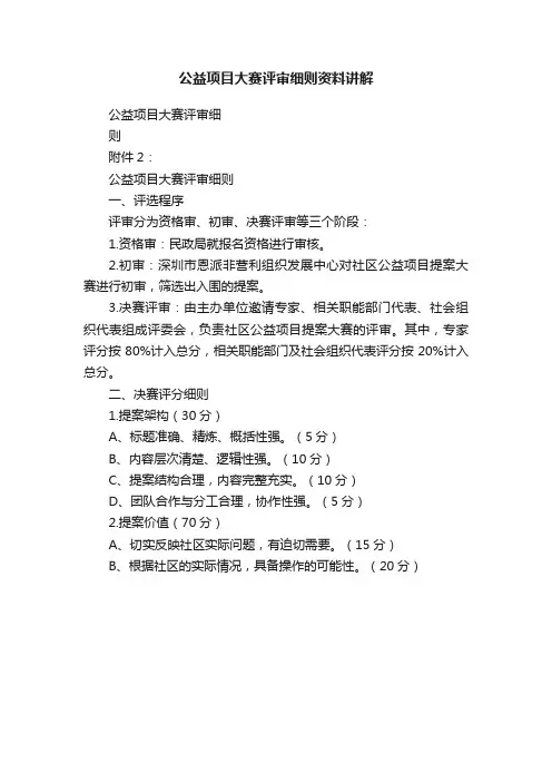 公益项目大赛评审细则资料讲解