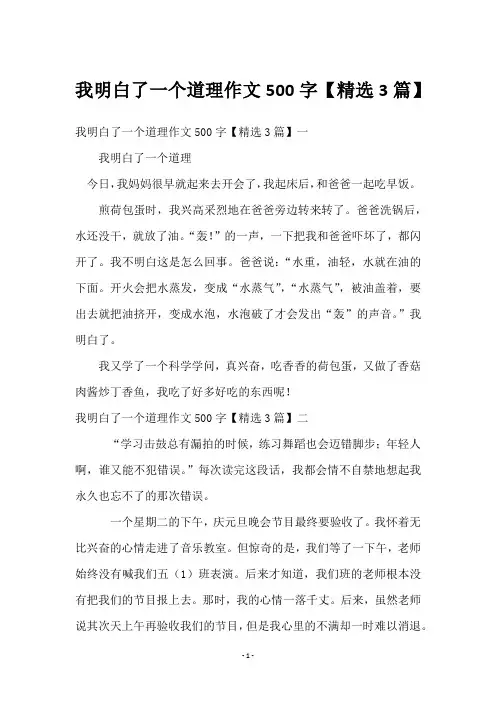 我明白了一个道理作文500字【精选3篇】