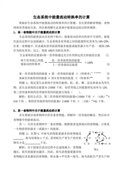 能量流动的转换率计算