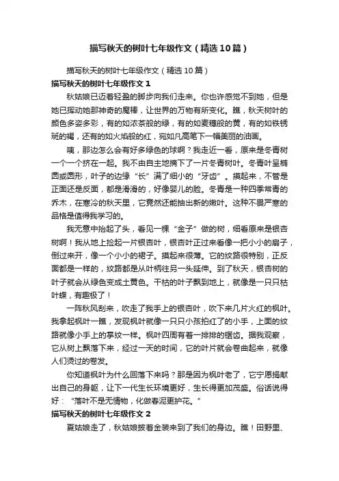 描写秋天的树叶七年级作文（精选10篇）
