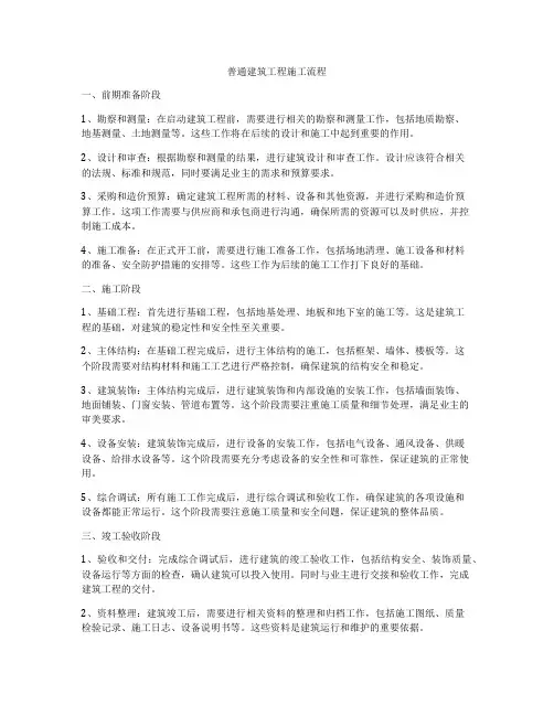 普通建筑工程施工流程