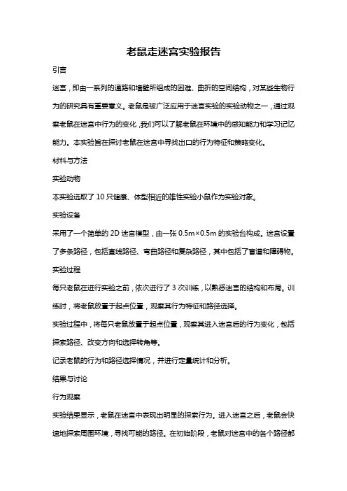 老鼠走迷宫实验报告