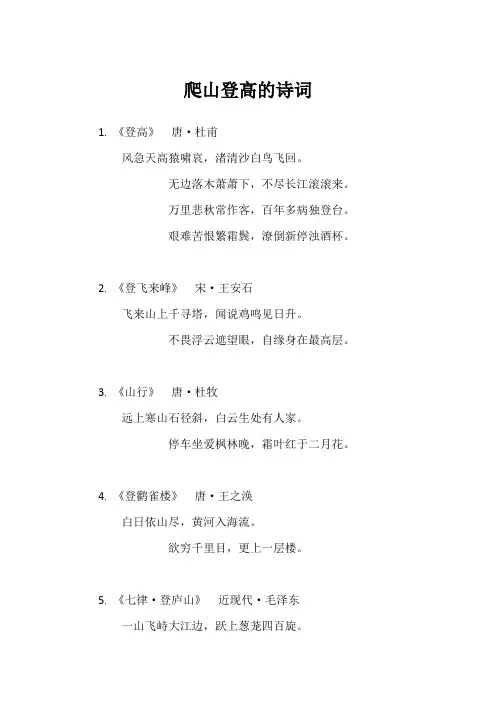 爬山登高的诗词
