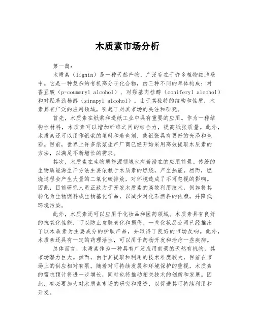 木质素市场分析