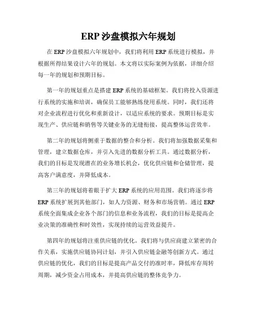 ERP沙盘模拟六年规划