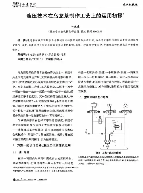 液压技术在乌龙茶制作工艺上的运用初探