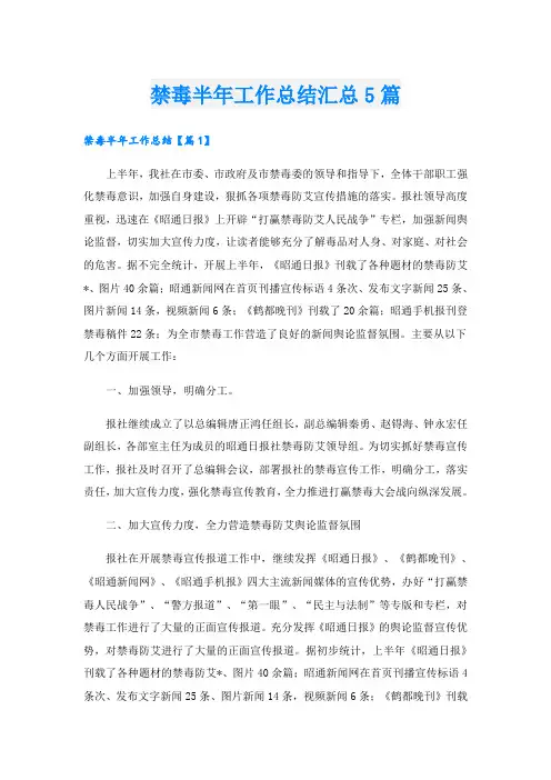 禁毒半年工作总结汇总5篇