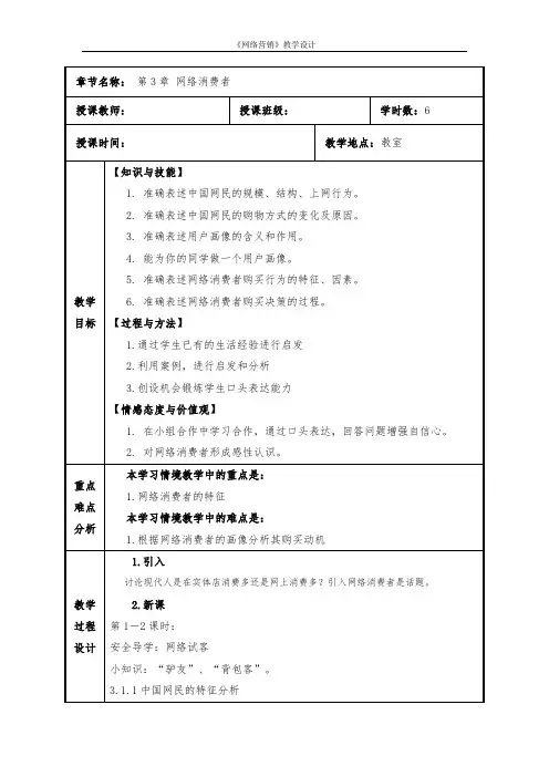 【网络营销教案】第3章网络消费者