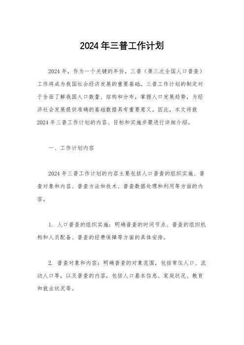 2024年三普工作计划