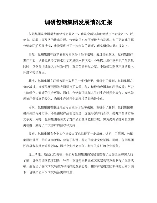 调研包钢集团发展情况汇报