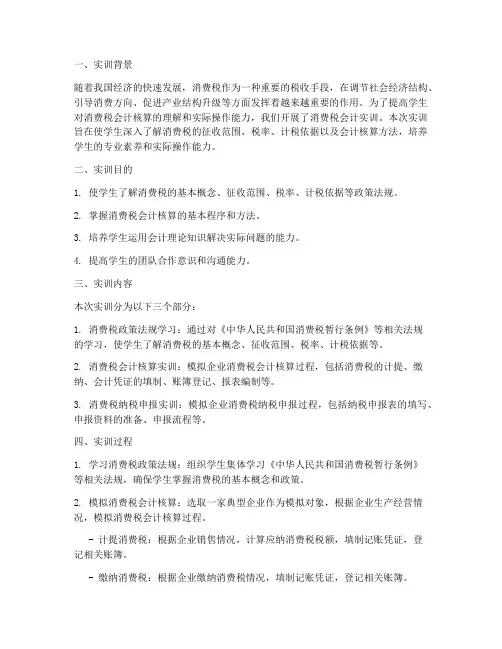 消费税的实训会计报告