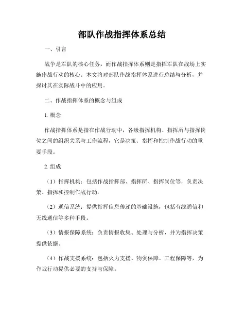 部队作战指挥体系总结