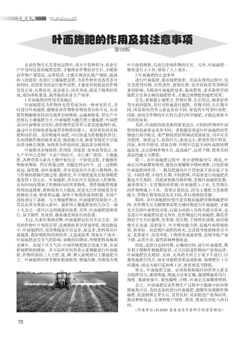 叶面施肥的作用及其注意事项
