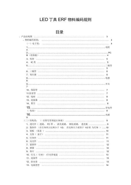 LED灯具ERP物料编码规则