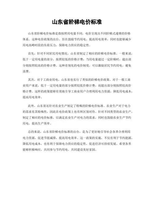 山东省阶梯电价标准