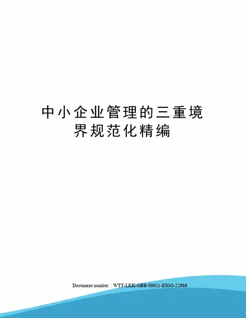 中小企业管理的三重境界规范化精编