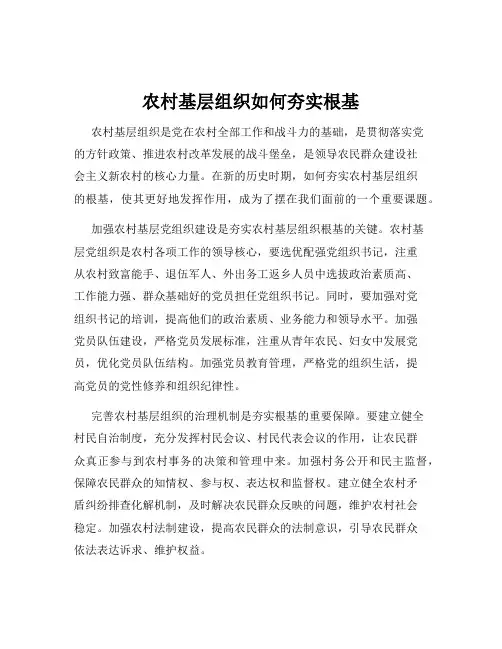 农村基层组织如何夯实根基