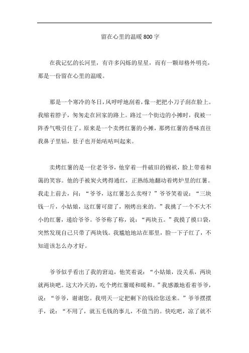 留在心里的温暖800字