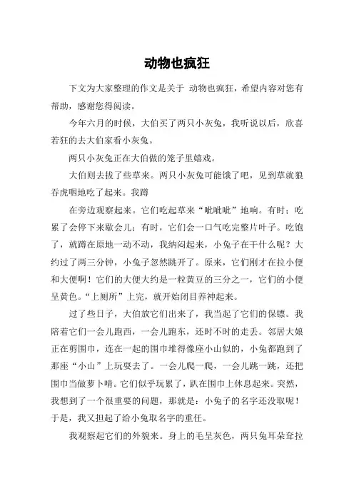 动物也疯狂_四年级作文