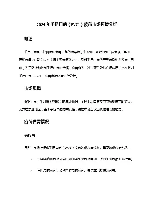 2024年手足口病(EV71)疫苗市场环境分析