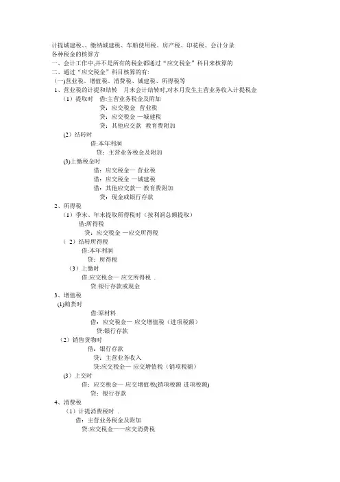 计提各项税费的会计分录