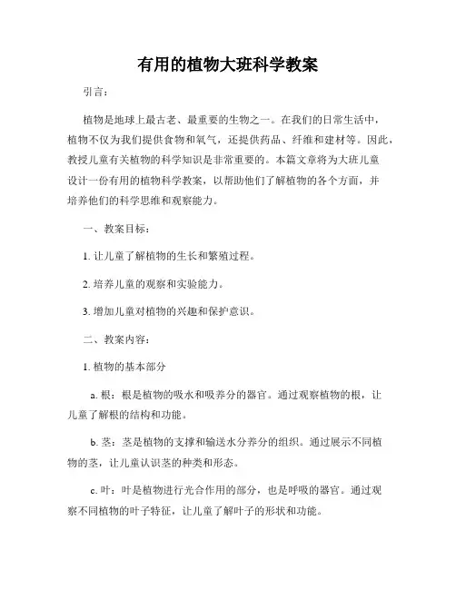 有用的植物大班科学教案