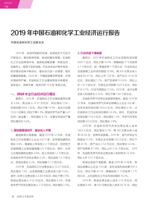 2019年中国石油和化学工业经济运行报告