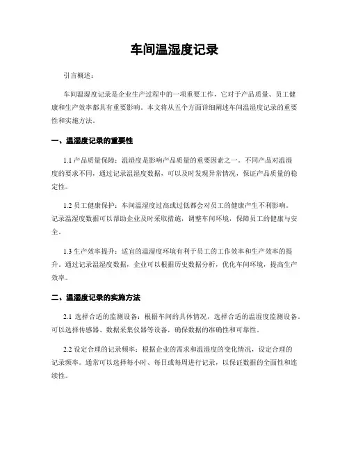 车间温湿度记录