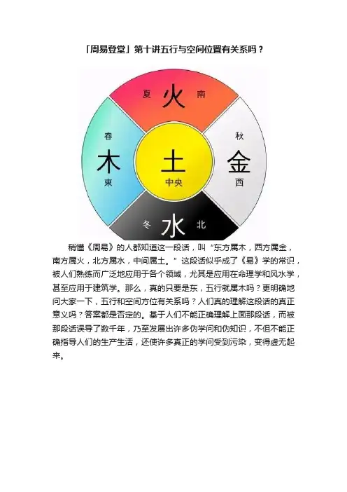「周易登堂」第十讲五行与空间位置有关系吗？
