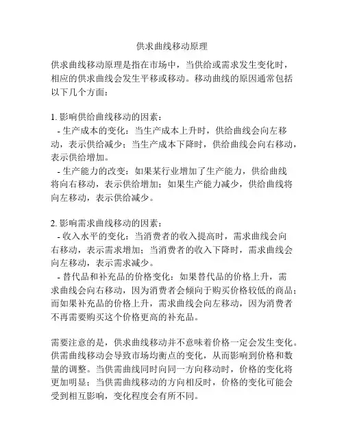 供求曲线移动原理