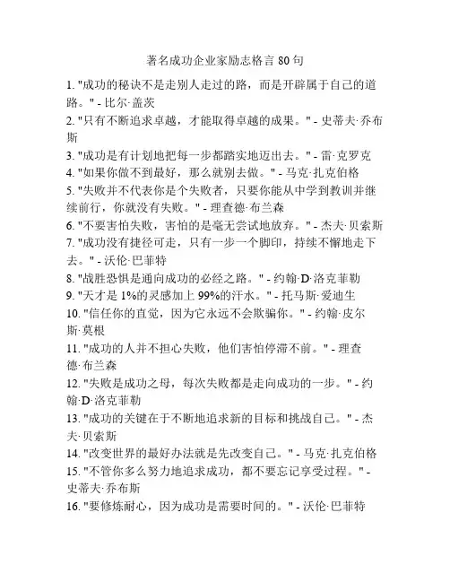 著名成功企业家励志格言80句