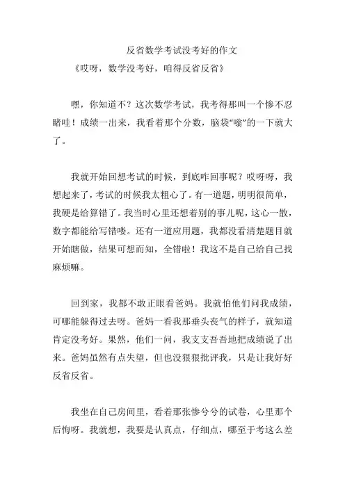 反省数学考试没考好的作文