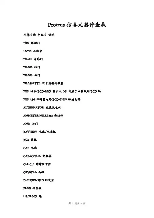 Proteus仿真元器件查找