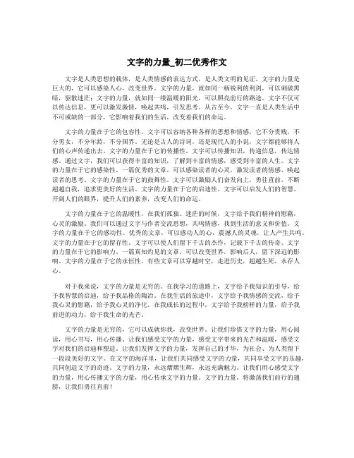 文字的力量_初二优秀作文