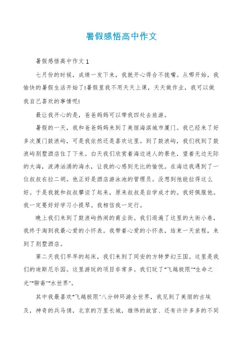 暑假感悟高中作文