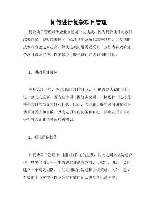 如何进行复杂项目管理